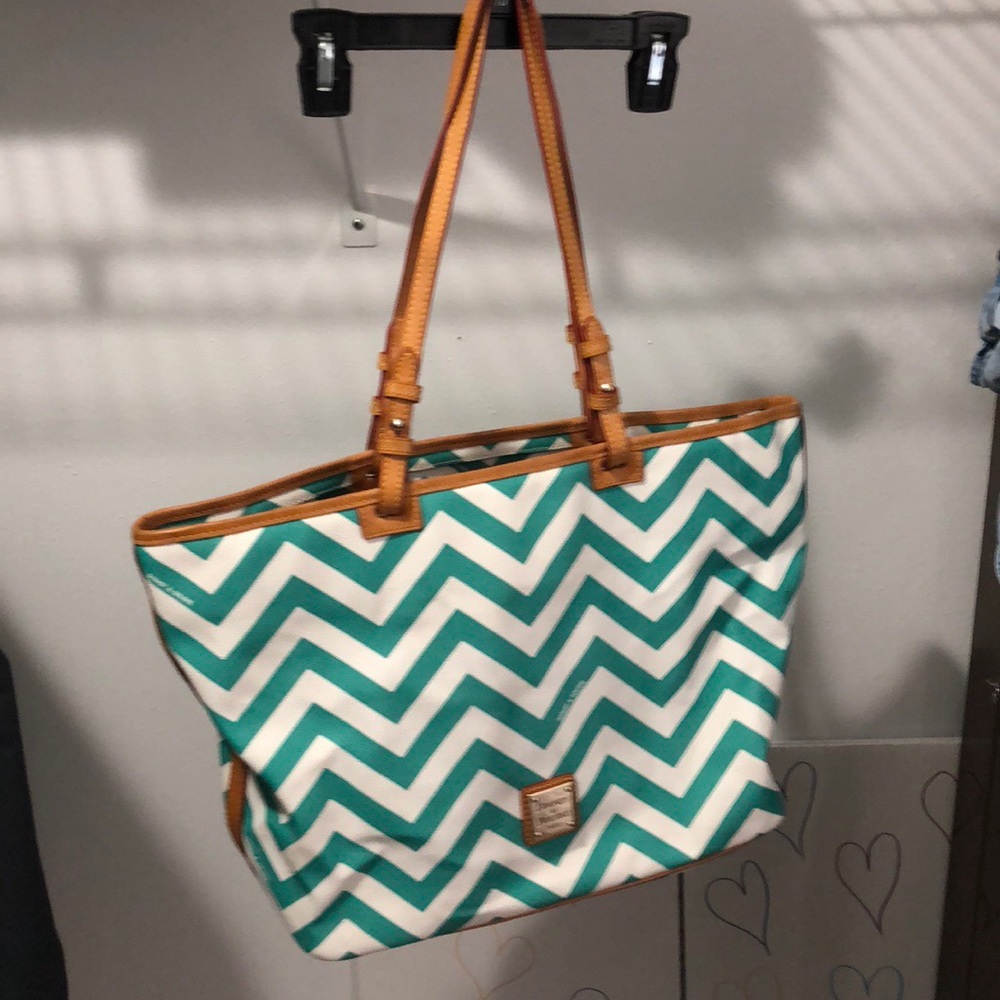 Large teal and white Dooney and Bourke